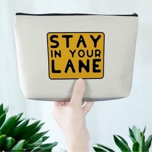 Stay in Your Lane Waterproof Cosmetic Bag, NWT